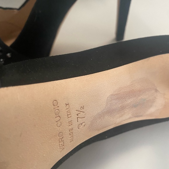 Club Mónaco Black Suede Heels. Made in Italy. Real leather. - Picture 6 of 9